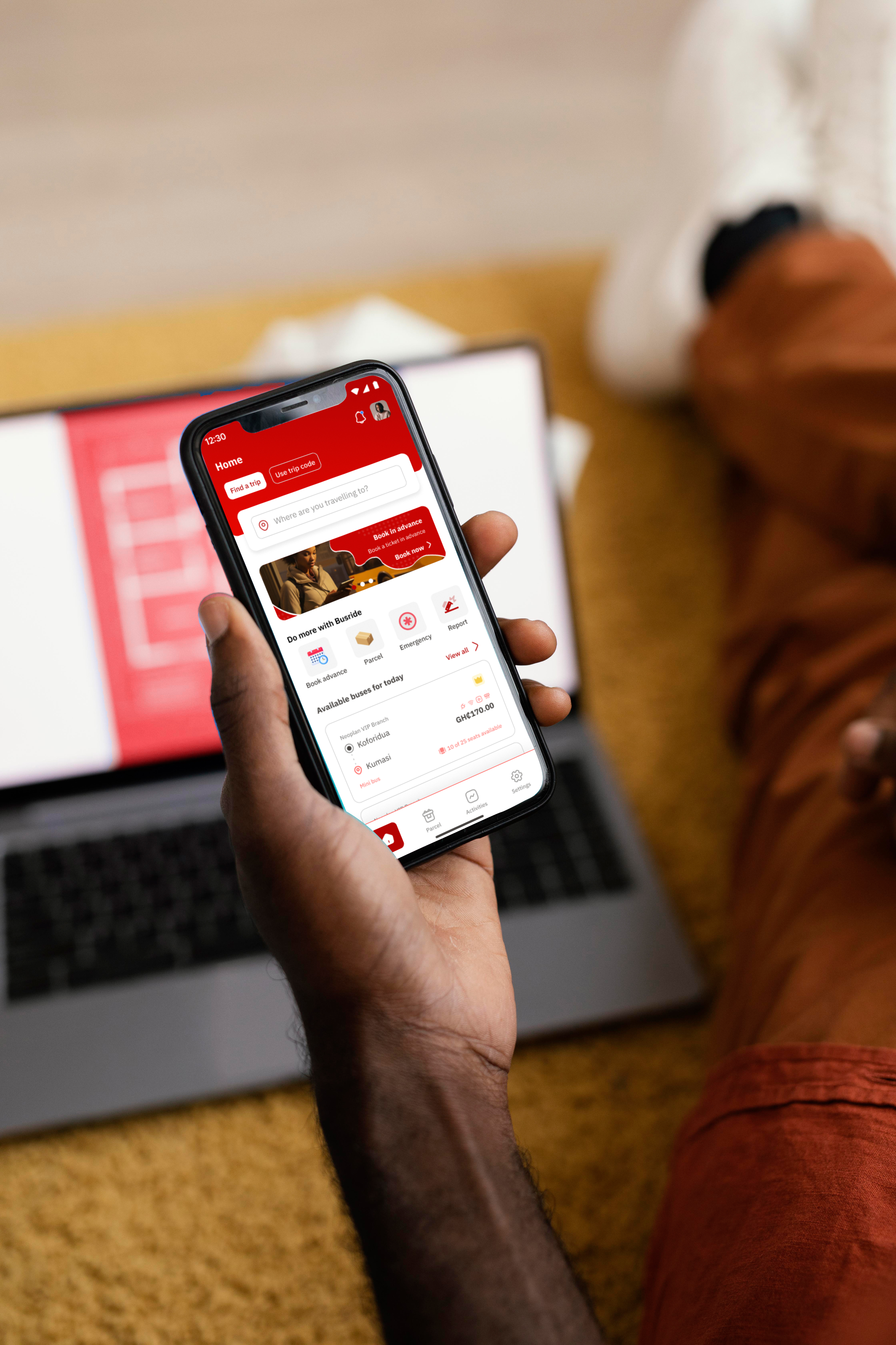 Buying a bus ticket on a smart phone