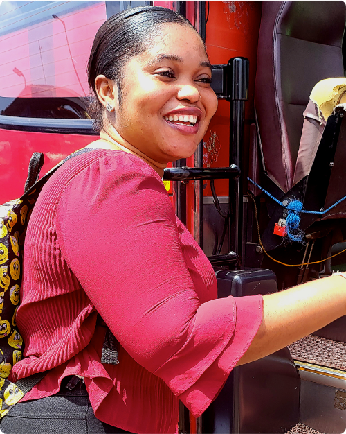 Lady wearing a backpack