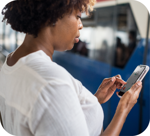 Girl holding a phone up